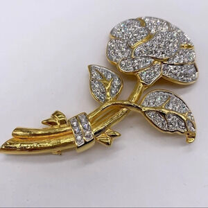 Nolan Miller Pave Flower Gold Brooch